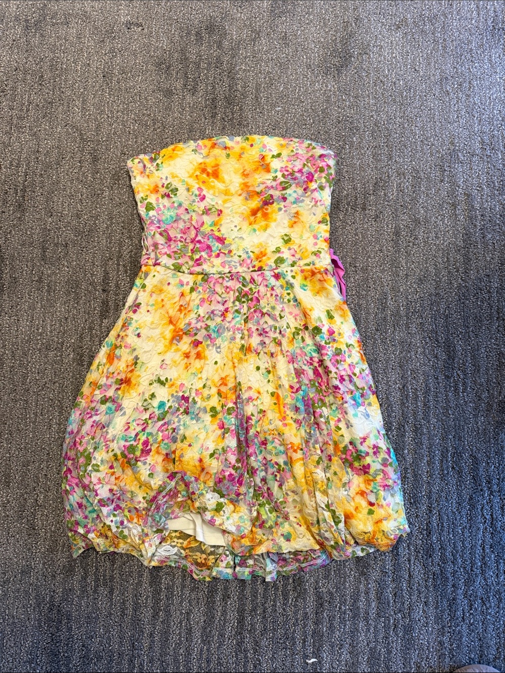 As U Wish Strapless Floral Bubble Dress